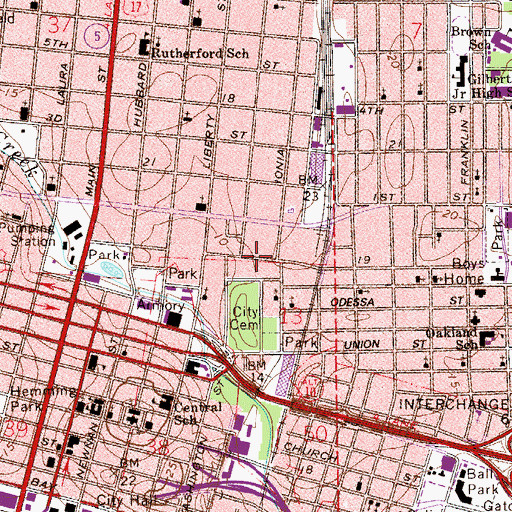 Topographic Map of Jacksonville Division, FL
