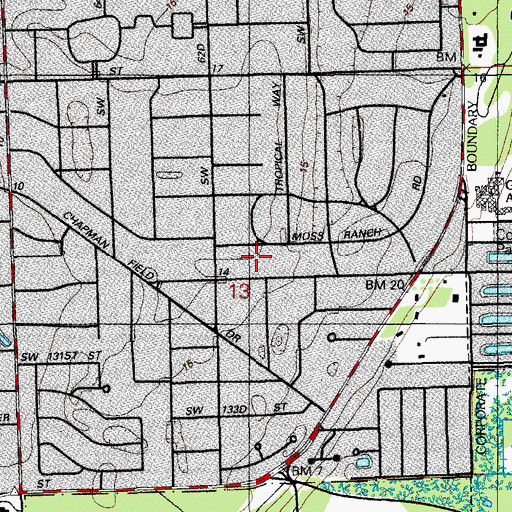Topographic Map of Kendall-Palmetto Bay Division, FL