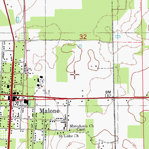 Topographic Map of Malone Division, FL