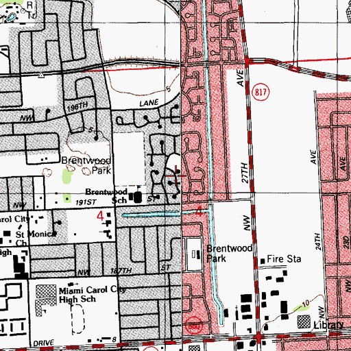 Topographic Map of Miami Gardens Division, FL
