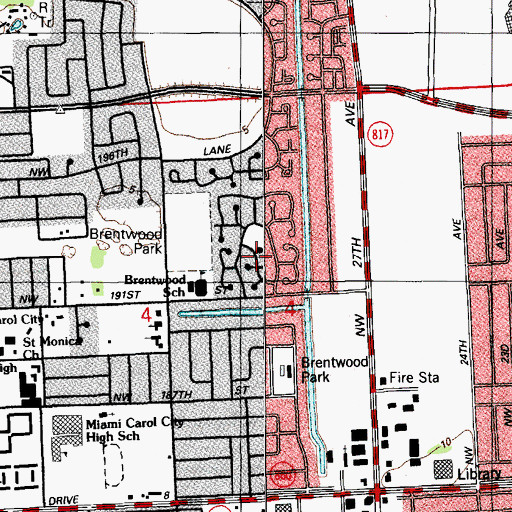 Topographic Map of Miami Gardens Division, FL