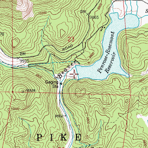 Topographic Map of Penrose-Rosemont Reservoir, CO