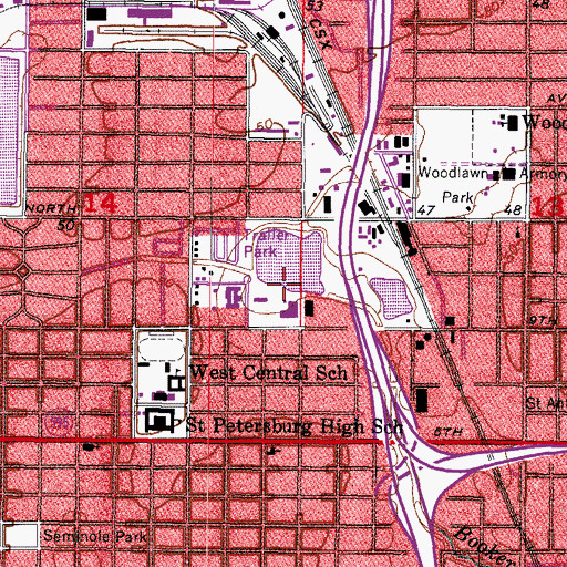 Topographic Map of Saint Petersburg Division, FL
