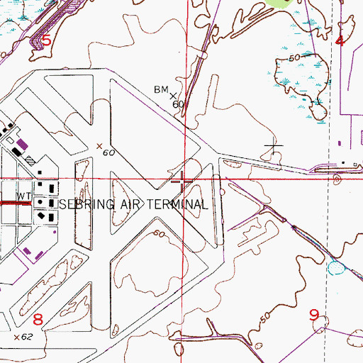 Topographic Map of Sebring Division, FL