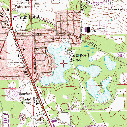 Topographic Map of Tallahassee South Division, FL