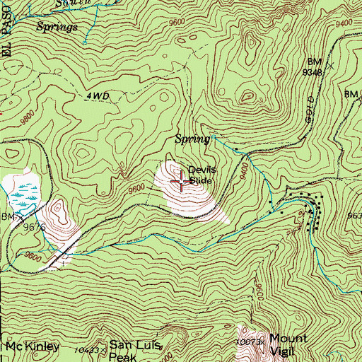 Topographic Map of Devils Slide, CO