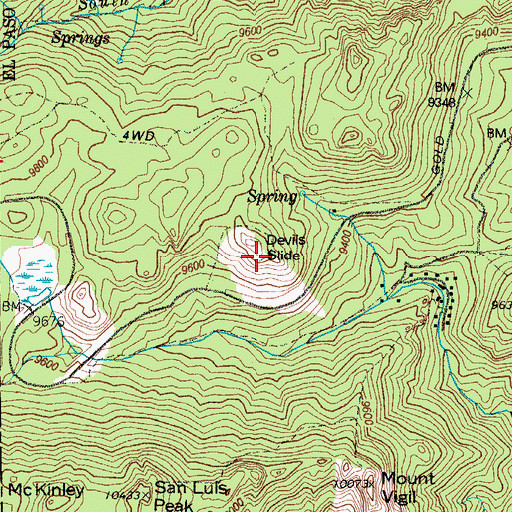Topographic Map of Devils Slide, CO