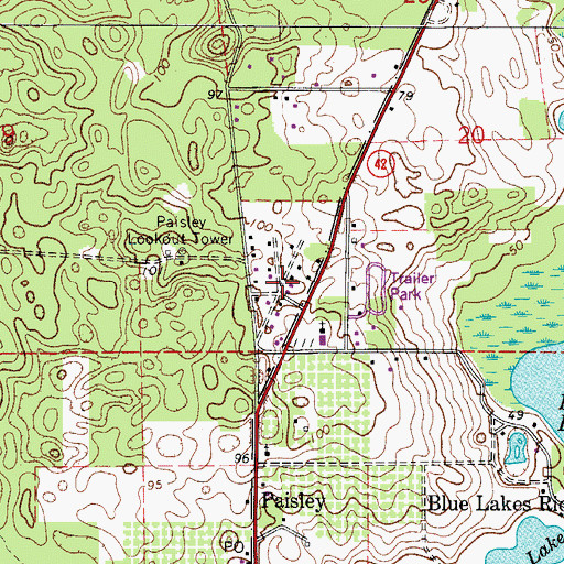 Topographic Map of Umatilla Division, FL