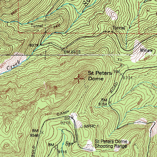 Topographic Map of Saint Peters Dome, CO