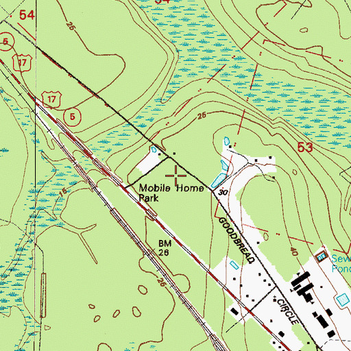 Topographic Map of Yulee Division, FL