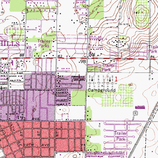 Topographic Map of Zephyrhills Division, FL