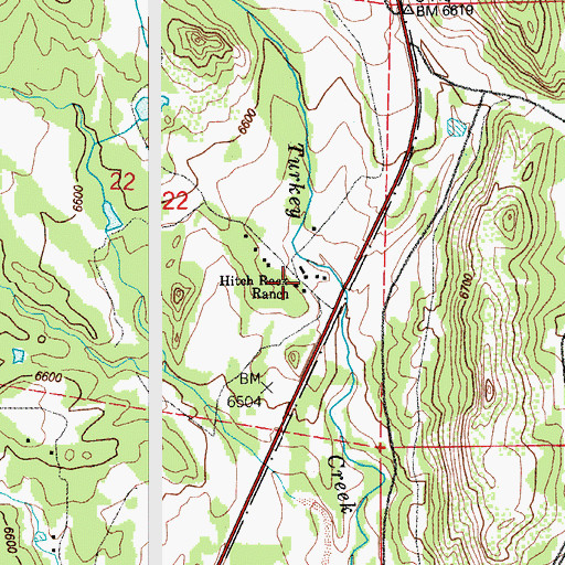 Topographic Map of Hitch Rack Ranch, CO