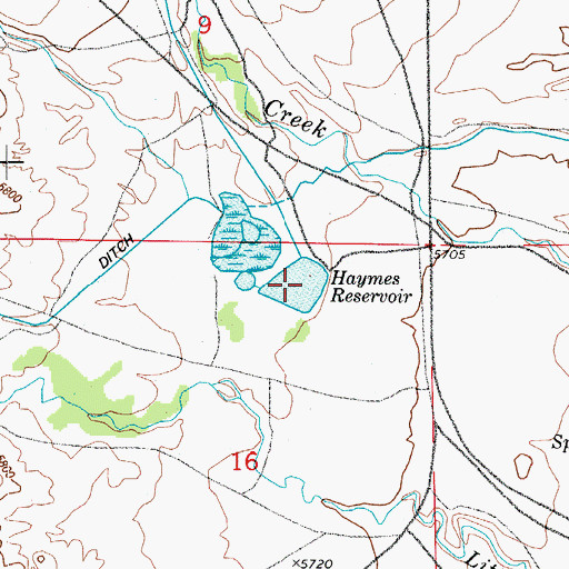 Topographic Map of Haymes Reservoir, CO