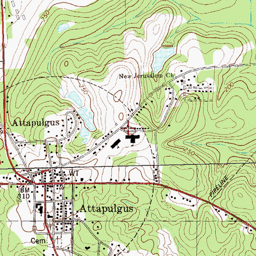 Topographic Map of Attapulgus Division, GA