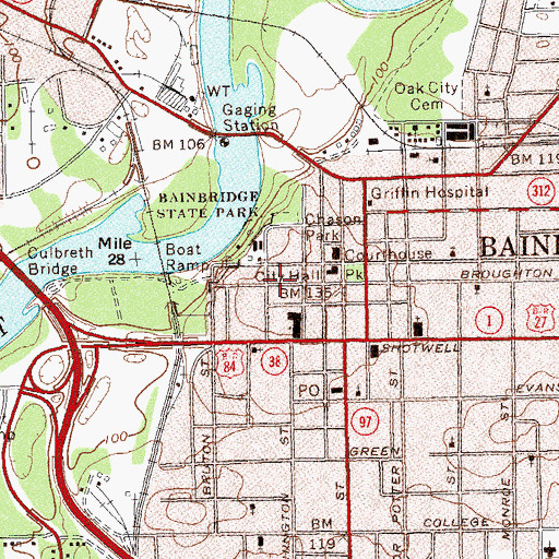 Topographic Map of Bainbridge Division, GA