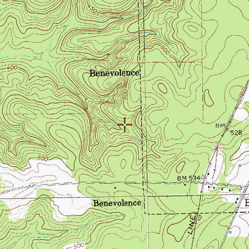 Topographic Map of Benevolence Division, GA