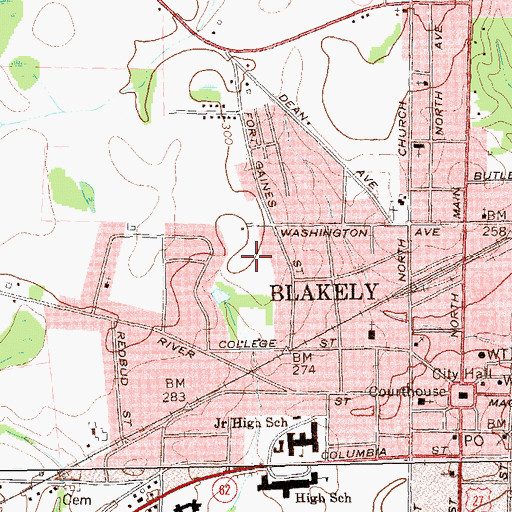 Topographic Map of Blakely Division, GA