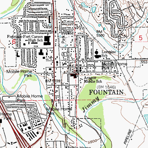 Topographic Map of Fountain, CO