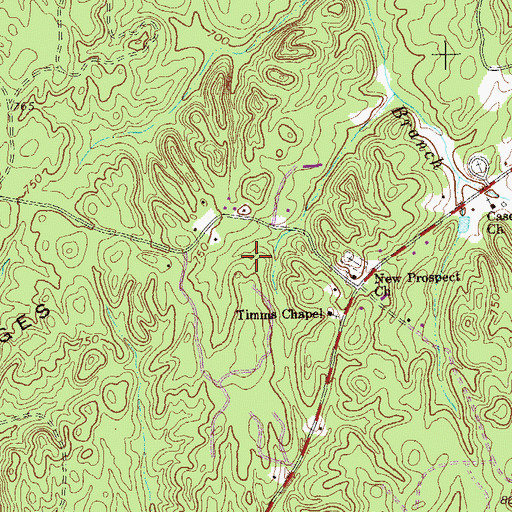 Topographic Map of Casey Springs Division, GA