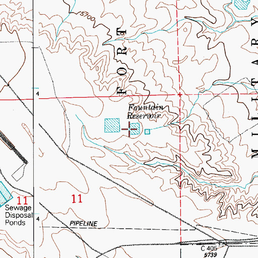 Topographic Map of Fountain Reservoir, CO