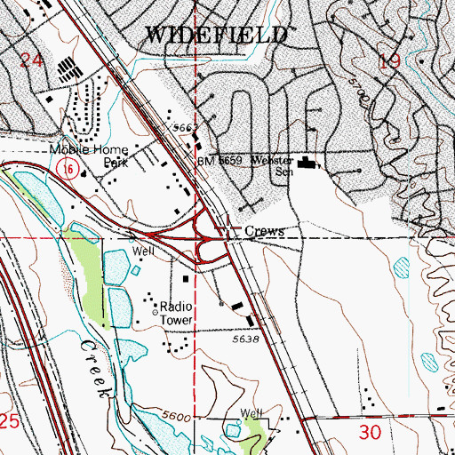 Topographic Map of Crews, CO
