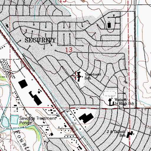 Topographic Map of Venetucci Elementary School, CO