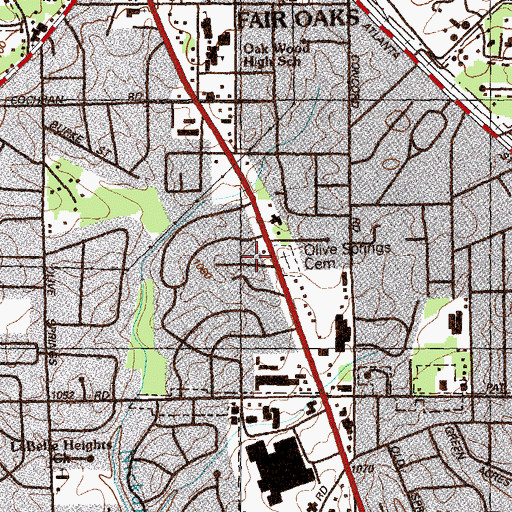Topographic Map of Fair Oaks Division, GA