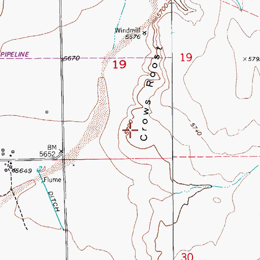 Topographic Map of Crows Roost, CO
