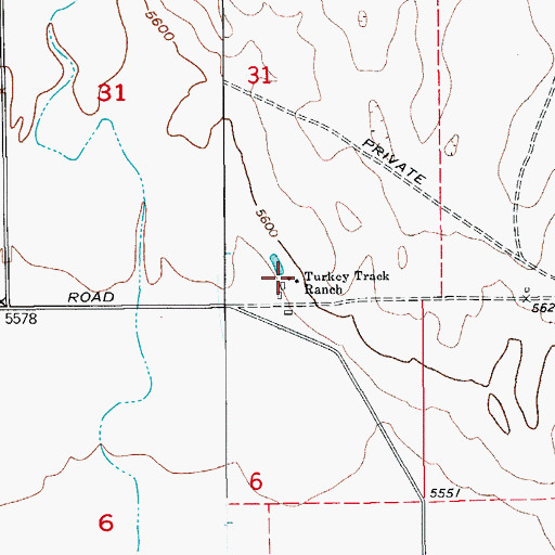 Topographic Map of Turkey Track Ranch, CO