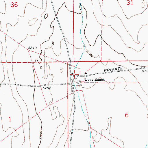 Topographic Map of Love Ranch, CO