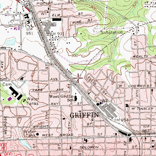 Topographic Map of Griffin Division, GA