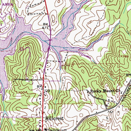 Topographic Map of Hillcrest Division, GA