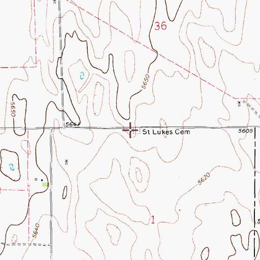 Topographic Map of Saint Lukes Cemetery, CO
