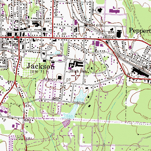 Topographic Map of Jackson Division, GA