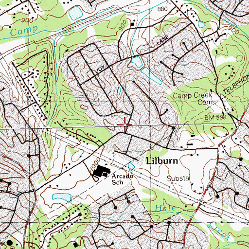 Topographic Map of Lilburn Division, GA