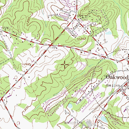 Topographic Map of Oakwood Division, GA