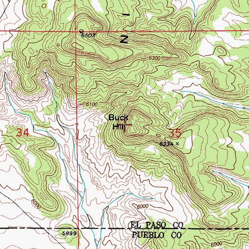 Topographic Map of Buck Hill, CO