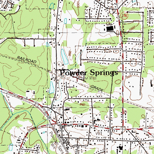Topographic Map of Powder Springs Division, GA