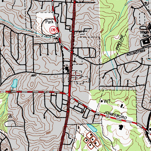 Topographic Map of Riverdale Division, GA