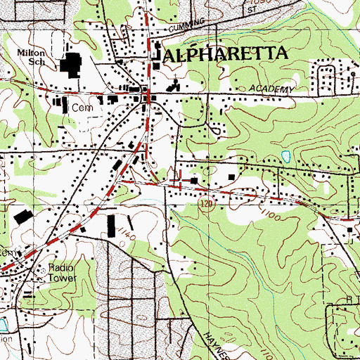 Topographic Map of Roswell-Alpharetta Division, GA