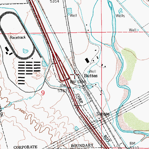 Topographic Map of Buttes, CO
