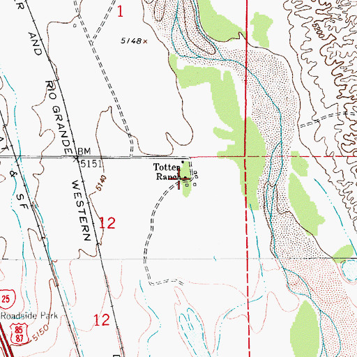 Topographic Map of Totten Ranch, CO
