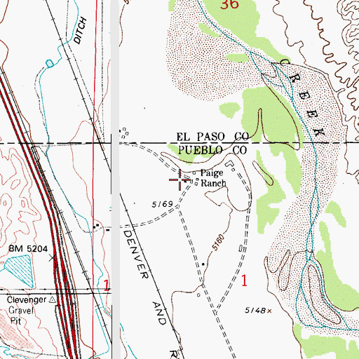 Topographic Map of Paige Ranch, CO