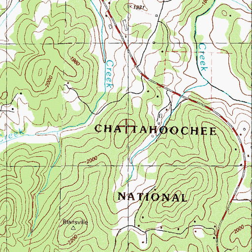 Topographic Map of Young Harris Division, GA