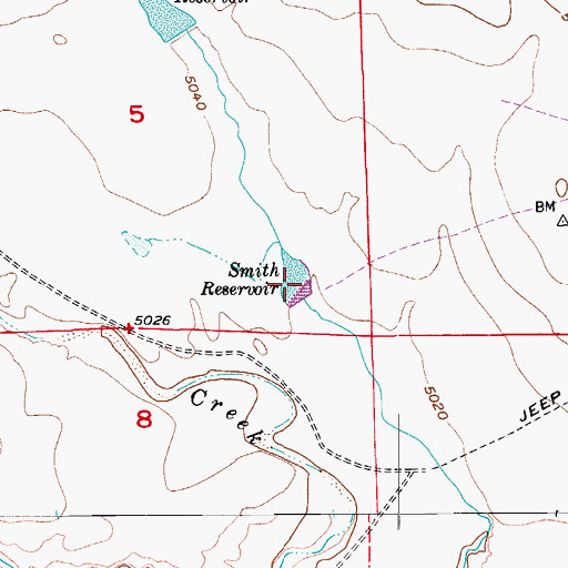 Topographic Map of Smith Reservoir, CO