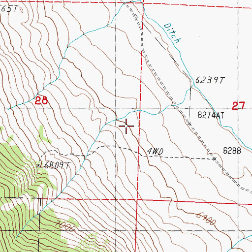 Topographic Map of Leadore Division, ID