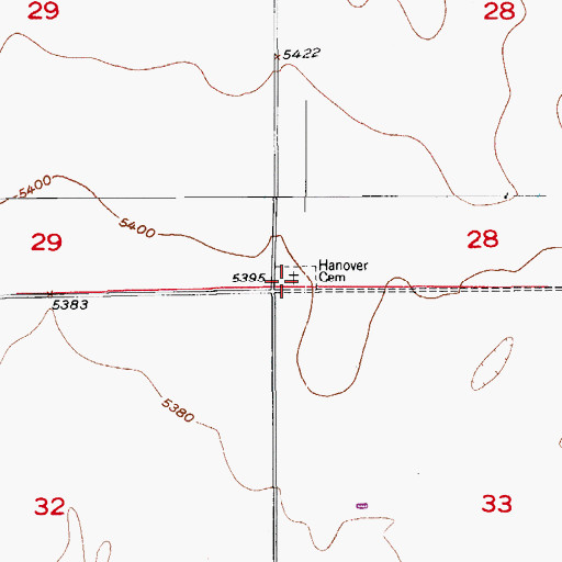 Topographic Map of Chico Basin Cemetery, CO