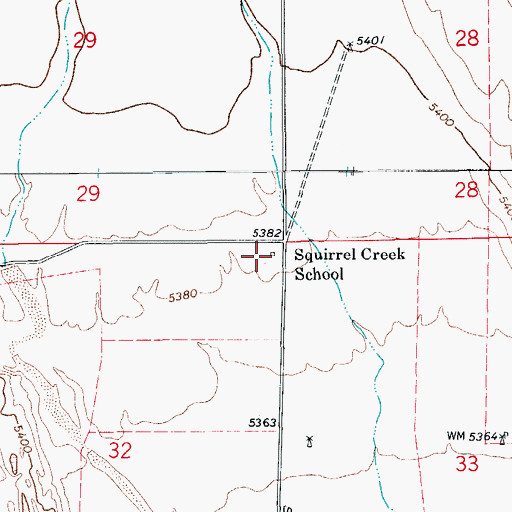 Topographic Map of Squirrel Creek School, CO