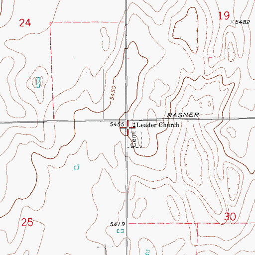 Topographic Map of Llader Church, CO