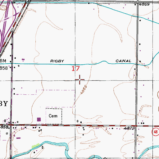 Topographic Map of Rigby Division, ID